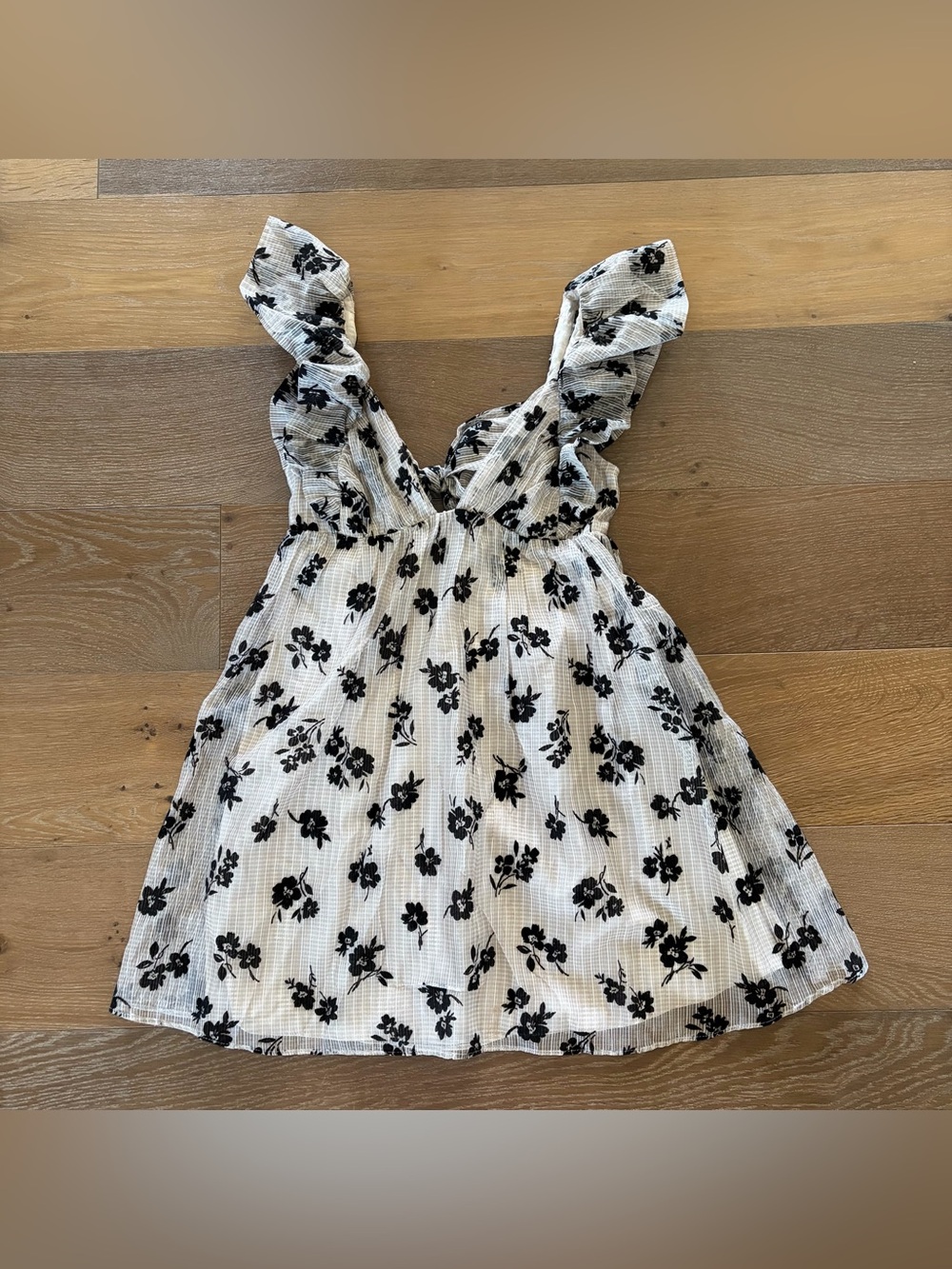 Neutral Floral Babydoll Mini Dress